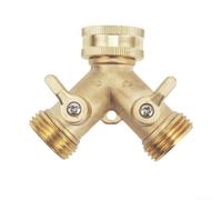 Collecteur de robinet en laiton de type Y, séparateur de tuyau d'arrosage de 1,9 cm pour distribution d'eau en extérieur, anti-goutte et rotatif, design compact (A)