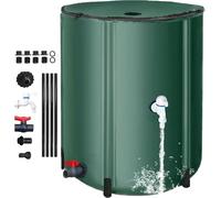 Collecteur d'eau de pluie pliable de 50 à 1000 L, système de collecte de baril de pluie portable avec dessus en maille, bec de descente pliable avec support, robinet et couvercle à fermeture éclair