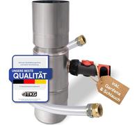 Collecteur d'eau de pluie pour tuyaux de descente 100 mm - En zinc - Pour tuyau de descente DN100 - Avec raccord de tuyau et de tonneau - Collecteur d'eau pour citerne d'eau de pluie - Résistant aux