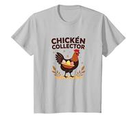 Collecteur d'œufs de Coq Amusant pour Amateurs de Ferme T-Shirt, Enfant, Argent, 6 Ans