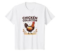 Collecteur d'œufs de Coq Amusant pour Amateurs de Ferme T-Shirt, Enfant, Blanc, 6 Ans
