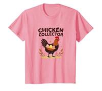 Collecteur d'œufs de Coq Amusant pour Amateurs de Ferme T-Shirt, Enfant, Rose, 6 Ans