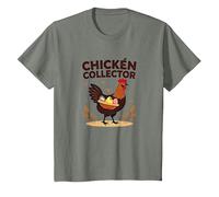 Collecteur d'œufs de Coq Amusant pour Amateurs de Ferme T-Shirt, Enfant, Vert Kaki chiné, 6 Ans