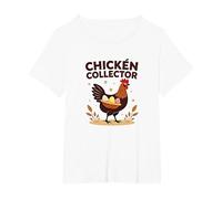Collecteur d'œufs de Coq Amusant pour Amateurs de Ferme T-Shirt, Femme Grandes Tailles, Blanc, 5X