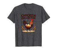 Collecteur d'œufs de Coq Amusant pour Amateurs de Ferme T-Shirt, Homme, Chiné Foncé, 5XL