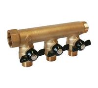 Collecteur M/F A 1" D 1/2" avec mini-vannes/Arrivée 26x34(1")-Départ 15x21(1/2")/3 Départs