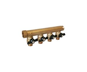 Collecteur M/F A 3/4" D 1/2" avec mini-vannes/A: F 20X27(3/4") - D: M 15X21(1/2")/4 Départs
