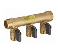 Collecteur à vannes 1/4 tour monobloc mâle femelle MF3/4' (20x27) NOYON & THIEBAULT - Mâle M1/2' (15x21) - Entraxe 50 mm - 2020M