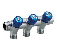 Collecteur Mâle - Femelle 20x27 à Robinetteries Bleues 3 départs 15x21 NOYON & THIEBAULT