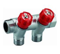 Collecteur à robinetterie intégrée manette rouge mâle femelle MF3/4' (20x27) NOYON & THIEBAULT - Disque d'identification du point d'eau - Entraxe 50 mm - 80352