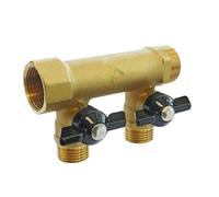 Somatherm Collecteur sanitaire mini-vanne 2 sorties laiton Entrée F20/27 Sorties M20/27 et M15/21