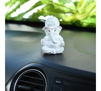 Collectible India Statue de Ganesh Idol Ganesh pour tableau de bord de voiture Blanc 8 x 10 cm
