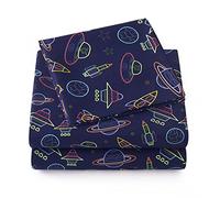 Collection 1500 Supreme Kids - Parure de lit Amusante colorée et Confortable, pour garçons et Filles, Poche Profonde, Infroissable, Douce et Confortable, lit Simple XL, vaisseaux spatiaux Fluo