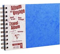 Collection Age Bag Un Album De Voyage À Spirale Bleu - A5 Paysage 21x14,8 Cm - 80 Pages - Papier Blanc 120 G Ligné + Papier À Grain Noir 160 G - Couverture Lustrée Grain Cuir