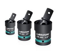 Collection AliExpress Libraton prise rotation rotation le choc du groupe groupe de prises, swing prises 1/2 3/8 1/4 "joint universel" de choc "drive l'acier Cr-mo Swivel Socket 3PCs
