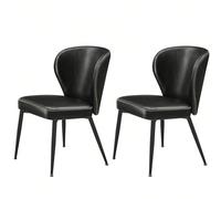 Collection - Chaise de Salle à Manger, Lot de 2, Chaise de Cuisine Tapissée, PU avec Coutures, Moderne Mi-siècle, Salon, Salle de Réception, Restaurant, Noir d'encre [Un style qui parle] Ces chaises d