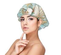 Collection coquillages de plage vintage,Bonnet de nuit en satin pour adulte - Bonnet de nuit élastique pour femme, couvre-cheveux de nuit