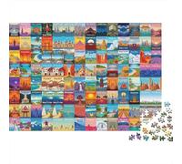 Collection d'affiches de Voyage 1000 Pièce Carton Extra Épais Puzzle Classique Collecteurs Impossible Difficile Défi du Jeu Éducatif 38x26cm/1000pcs