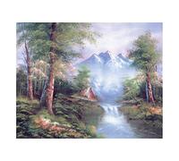 Collection D'Art 10334 Cascade en Montagne Canevas Imprimé à Broder Coton Multicolore 40 x 50 x 0,1 cm