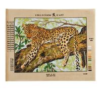 Collection D'Art 10359 Léopard Canevas Imprimé à Broder Coton Multicolore 40 x 50 x 0,1 cm