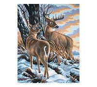 Collection D'Art 10419 Cerf et Biche Canevas Imprimé à Broder Coton Multicolore 40 x 50 x 0,1 cm