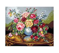 Collection D'Art 11580 Vase de Rose Canevas Imprimé à Broder Coton Multicolore 50 x 60 x 0,1 cm