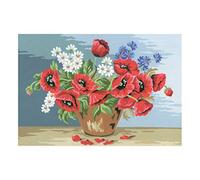 Collection D'Art 6116 Fleurs des Champs en Pot Canevas Imprimé à Broder Coton Multicolore 30 x 40 x 0,1 cm