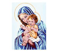 Collection D'Art 6224 Vierge À l'Enfant Canevas Imprimé à Broder Coton Multicolore 30 x 40 x 0,1 cm