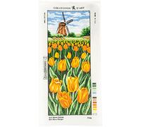 Collection D'Art 8048 Champs de Tulipes Canevas Imprimé à Broder Coton Multicolore 30 x 60 x 0,1 cm