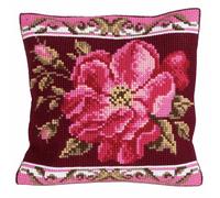 Collection d'Art CD5178 Romantic Rose 1 Kit Point de Croix pour Coussin Coton Multicolore 40 x 40 cm