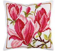 Collection D'Art CD5292 Cushion KIT/Magnolia FLOWERS/40 X 40, 40X40 Multicolore