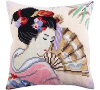 Collection D'Art Collection d'art Kit de Point de Croix : Coussin : Belle Japonaise, Multi, x 40 cm, Multicolore, 40 x 40 cm CD5316