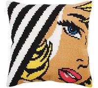 Collection D'Art Collection Kit de Point de Croix : Coussin : Pop Art, Multi, x 40 cm, Multicolore, 40 x 40 cm