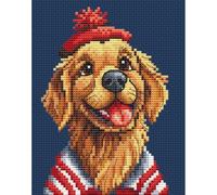 Collection D'Art DMC BC8126 Kit de broderie au point de croix Motif chien chapeau rayé DMC Mouline et Aida