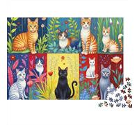 Collection d'art félin - Puzzle de 1000 pièces - Collage de Chats variés - Adultes à partir de 12 Ans - Jeu éducatif - Décoration intérieure - Défi Cadeau d'anniversaire - 70 x 50 cm