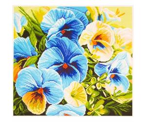 Collection d'art - Imprimé Tissu Aida - Bleu Pensées