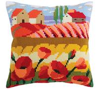 Collection d'art Kit de Point de Croix : Coussin : Champ de Coquelicots, Multi, x 40 cm, Multicolore, 40 x 40 cm
