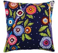 Collection D'Art Kit point de croix pour coussin en forme de fleur, article : 5 348, dimensions : 40 x 40 cm.