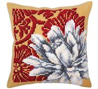 Collection D'Art Lotus Blanc Kit de Broderie au Point de Croix, Coton Acrylique, Multicolore, 40 x 40 cm