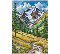 Collection D'Art Mountain Path Kit de point de croix compté Motif paysage naturel Aida blanc 14 ct Fils DMC Niveau moyen