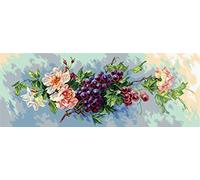 Collection D'Art Weintrauben Toile Aida imprimée pour Broderie au Point de Croix, Coton, Multicolore, 30 x 80cm