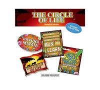 Collection d'autocollants « Circle of Life » du Roi Lion - Lot de 4 autocollants à colorier Broadway inspirés du Roi Lion - Vinyle découpé, sans bulles. (7,6 x 7,6 cm - Lot de 4)