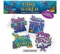 Collection d'autocollants « Part of Your World » de la petite sirène - Lot de 4 autocollants à colorier inspirés de la petite sirène - Vinyle découpé sans bulles. (7,6 x 7,6 cm - Lot de 4)