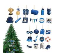 Collection de 24 décorations de Noël plates en acrylique avec boucles | Lot de 24 décorations pour arbre de natation en acrylique prêtes à suspendre pour arbres, couronnes, bureaux et zones