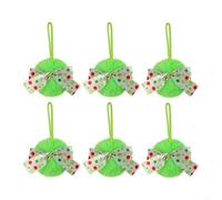 Collection de 6 boules en peluche pour sapin de Noël avec nœud pour décoration de vacances et améliorer l'ambiance festive dans différents lieux (A)