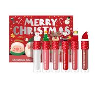 Collection de 6 Gloss, Coffret de Gloss de Noël Velvet Non Stick Cup Brillant pour Femmes et Filles, Coffret de Glosses Longue Tenue aux Couleurs Riches et Variées, Excellent Cadeau de Fête