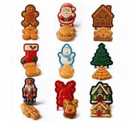 Collection de 9 moules à mini-tourtes de Noël (1set) | Ensemble de moules à main (chaussons) festifs et réutilisables avec motifs en relief pour la pâtisserie