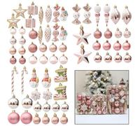 Collection de boules de Noël pour décoration intérieure et extérieure avec plusieurs motifs, y compris le sommet du sapin, le renne, les bonhommes de neige et les cannes à sucre d'orge pour un style