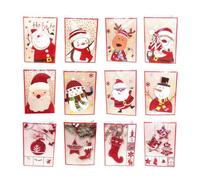 Collection de cartes de Noël avec fonction musicale, design en papier à trois panneaux, accents de paillettes, thèmes de vacances mixtes, 12 pièces pour notes de groupe, cartes de Noël musicales, de