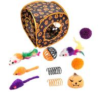 Collection de Catnip - Pumpkin Cube Play Toys, ensemble d'enrichissement en plumes | Puzzle interactif Kitten, Peekaboo Entertainment, d'entraînement en salle, poursuite en pe